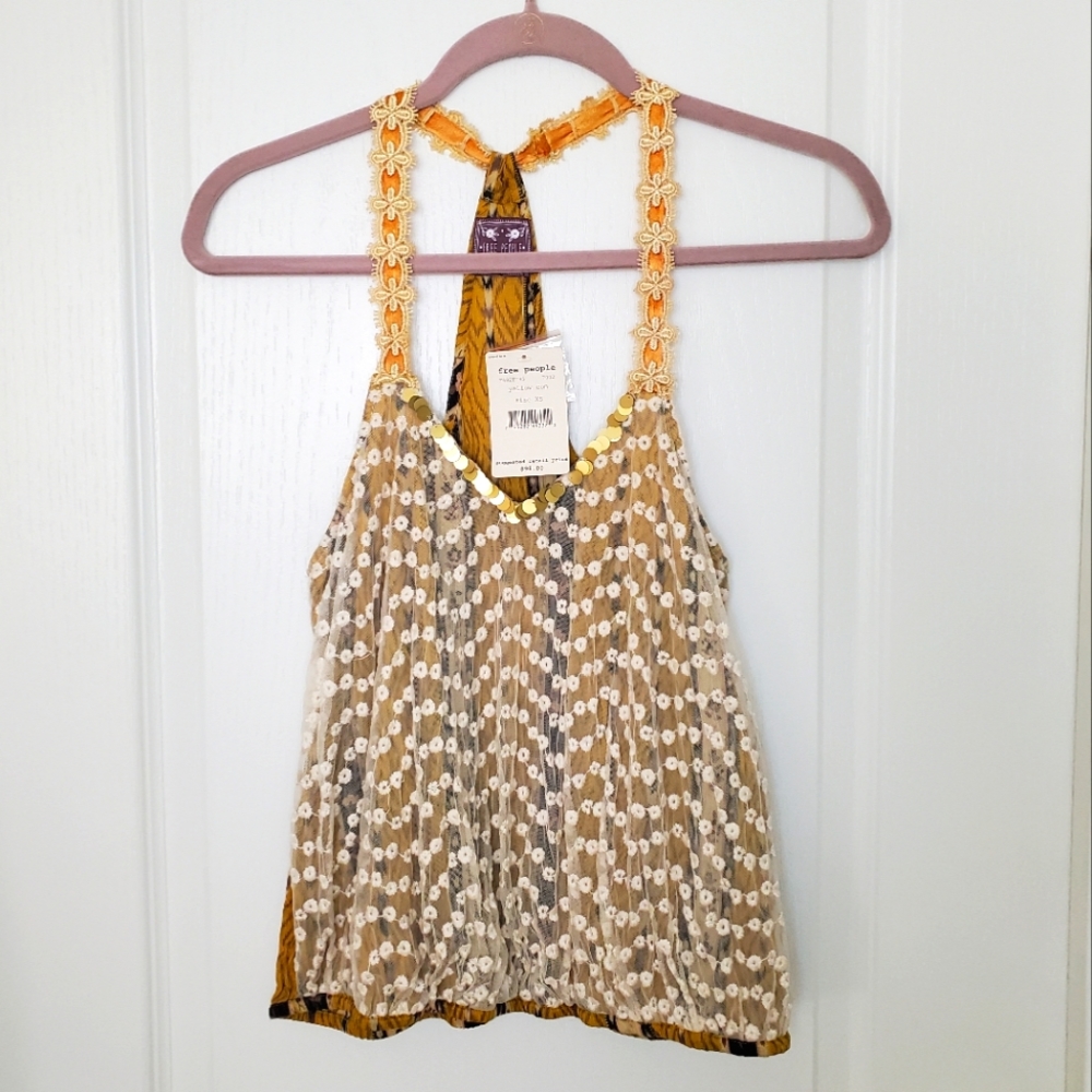 Free People Boho Racerback Halter Tank